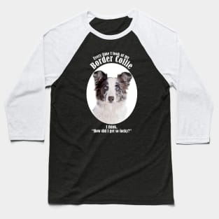 Lucky Border Collie Baseball T-Shirt